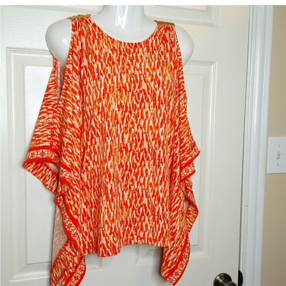 Michael Kors Orange White Top/Batwing